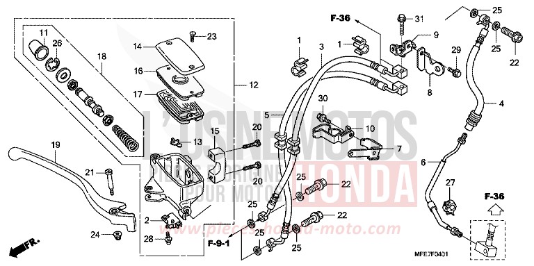 VORDERRADBREMSE (VT750C2S) von Shadow Aero CANDY BLAZE ORANGE (YR196) von 2010